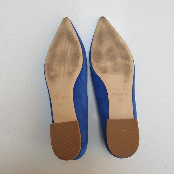 Marc Fisher Royal Blue Suede Pointed Toe Flats Size 8.5 Like Brand New - Picture 12 of 15